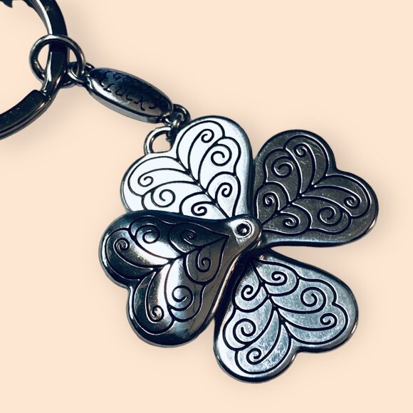 Brighton Silver-Tone Good Luck Heart Keychain Keyring With Charms - Picture 3 of 10